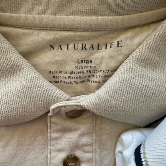 Natural Life Cotton Polo Shirts - Beige and White - Picture 2 of 5
